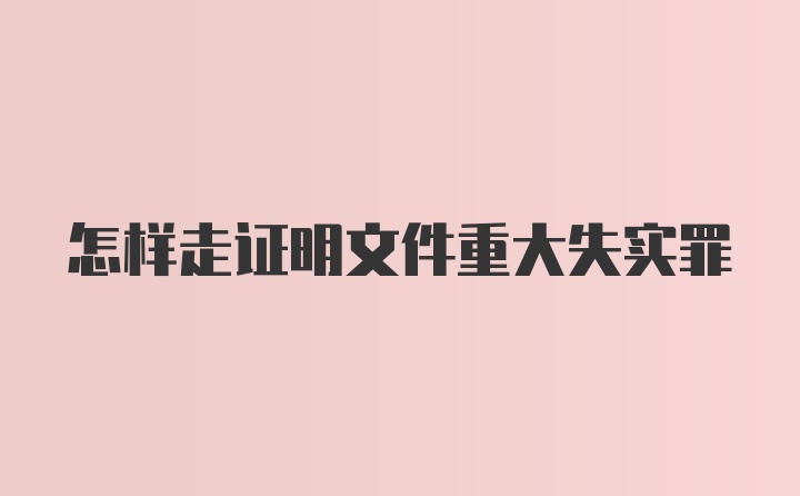 怎样走证明文件重大失实罪