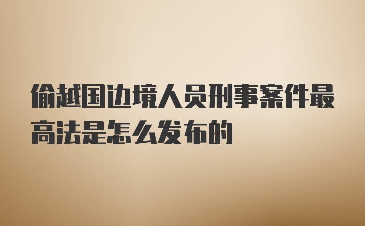 偷越国边境人员刑事案件最高法是怎么发布的