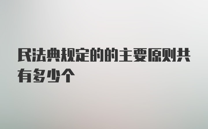 民法典规定的的主要原则共有多少个