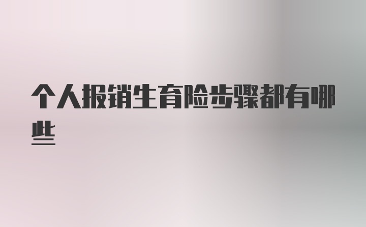 个人报销生育险步骤都有哪些