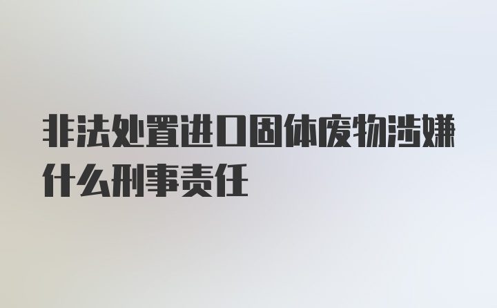 非法处置进口固体废物涉嫌什么刑事责任