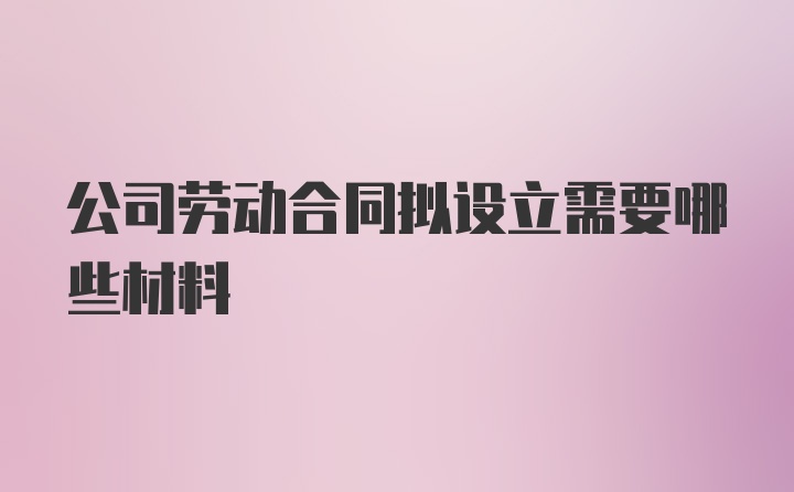 公司劳动合同拟设立需要哪些材料