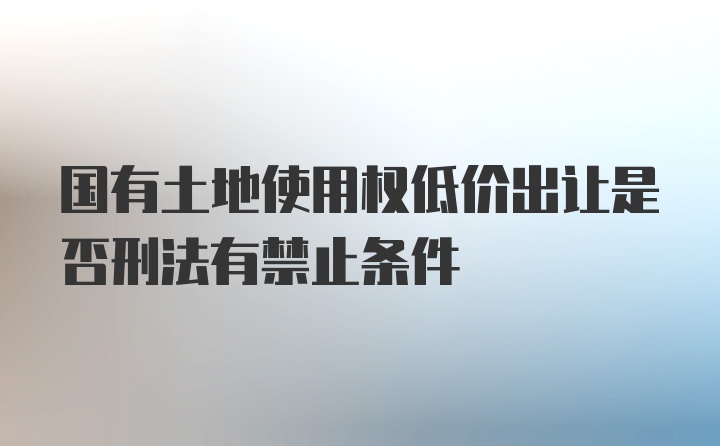 国有土地使用权低价出让是否刑法有禁止条件