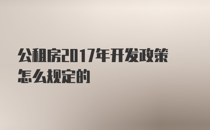 公租房2017年开发政策怎么规定的