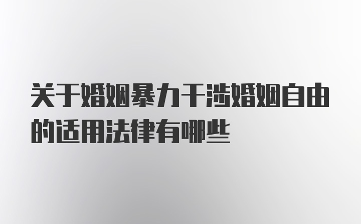 关于婚姻暴力干涉婚姻自由的适用法律有哪些