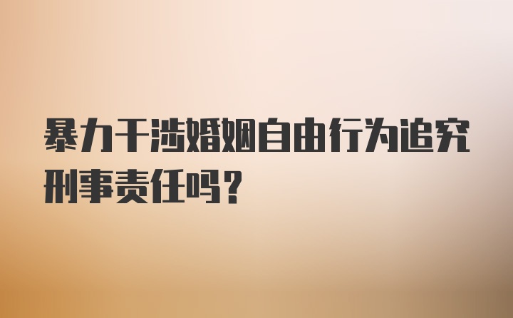 暴力干涉婚姻自由行为追究刑事责任吗？