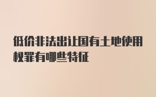 低价非法出让国有土地使用权罪有哪些特征