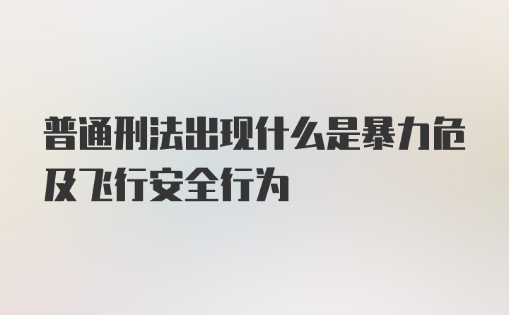 普通刑法出现什么是暴力危及飞行安全行为