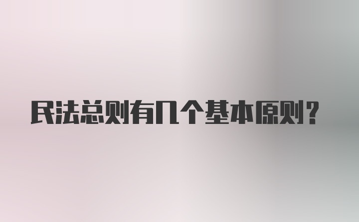 民法总则有几个基本原则？