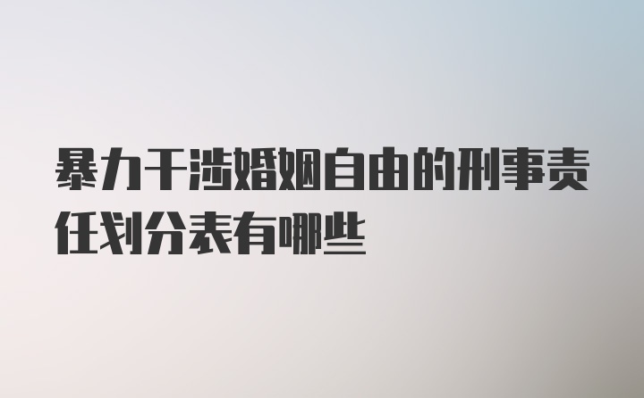 暴力干涉婚姻自由的刑事责任划分表有哪些