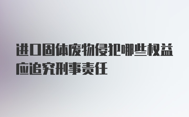 进口固体废物侵犯哪些权益应追究刑事责任