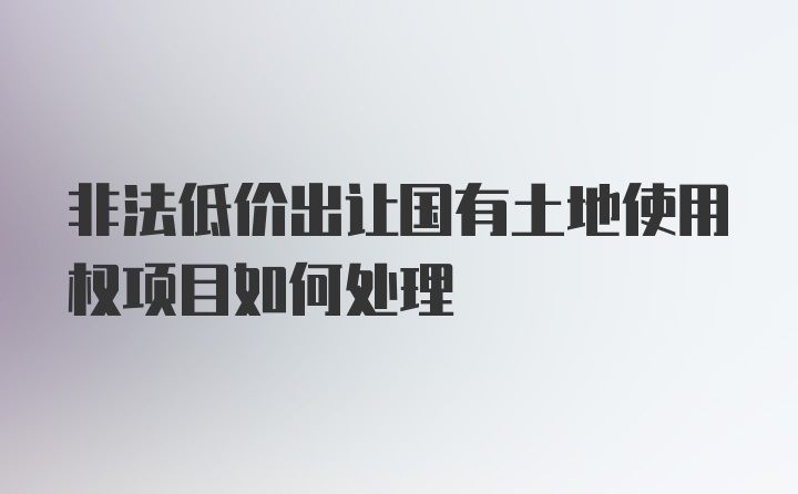 非法低价出让国有土地使用权项目如何处理