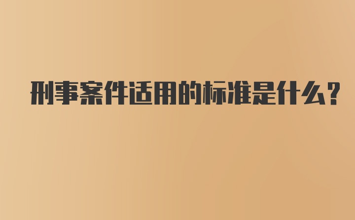 刑事案件适用的标准是什么？