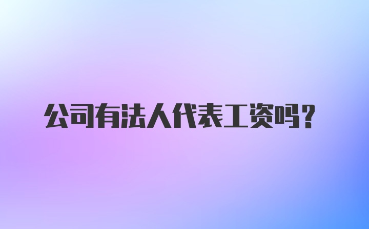 公司有法人代表工资吗？