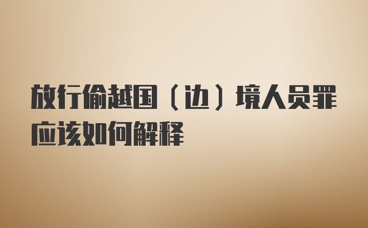 放行偷越国（边）境人员罪应该如何解释