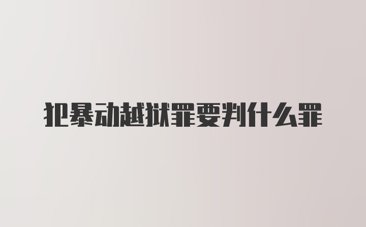 犯暴动越狱罪要判什么罪