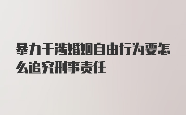 暴力干涉婚姻自由行为要怎么追究刑事责任