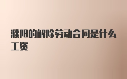 濮阳的解除劳动合同是什么工资