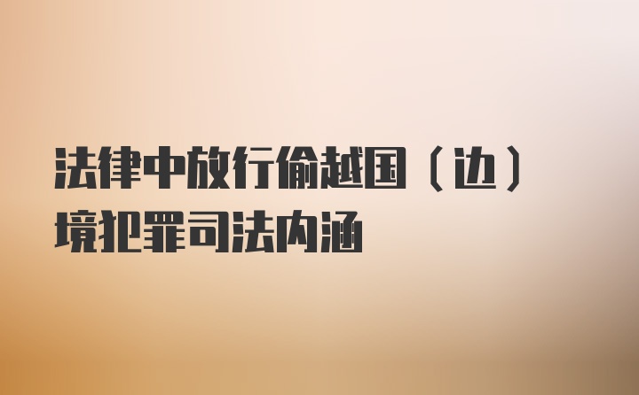 法律中放行偷越国(边) 境犯罪司法内涵