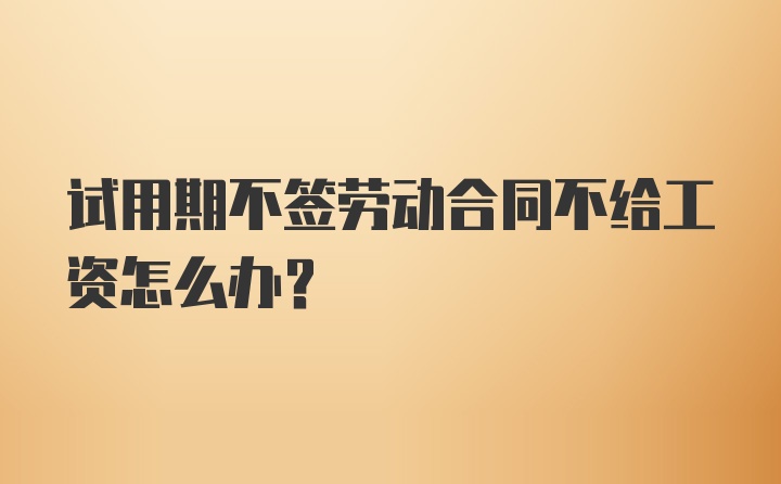 试用期不签劳动合同不给工资怎么办？