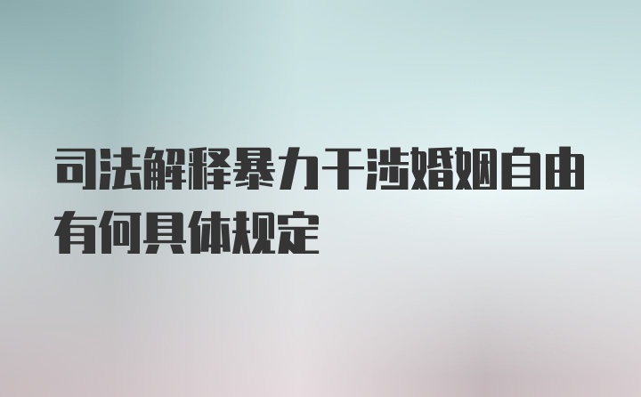 司法解释暴力干涉婚姻自由有何具体规定