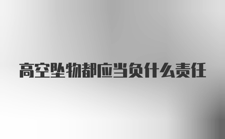 高空坠物都应当负什么责任