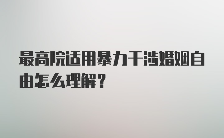 最高院适用暴力干涉婚姻自由怎么理解？