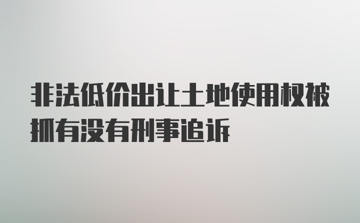 非法低价出让土地使用权被抓有没有刑事追诉