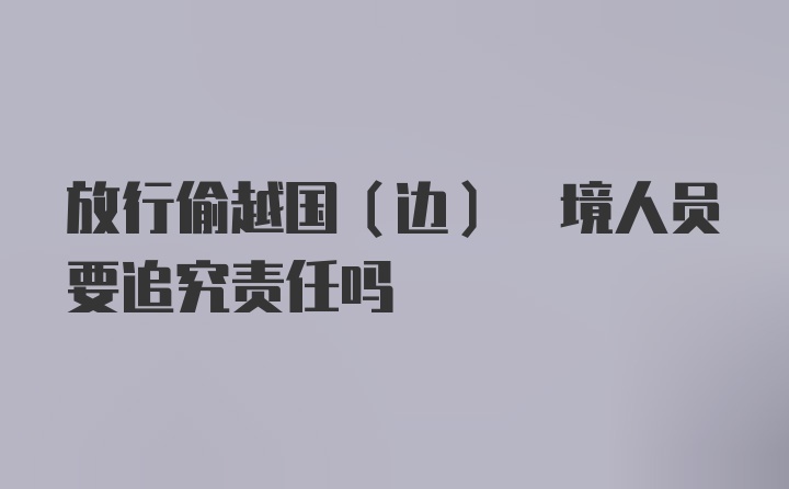 放行偷越国(边) 境人员要追究责任吗