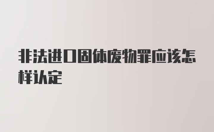 非法进口固体废物罪应该怎样认定