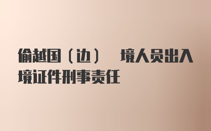 偷越国(边) 境人员出入境证件刑事责任