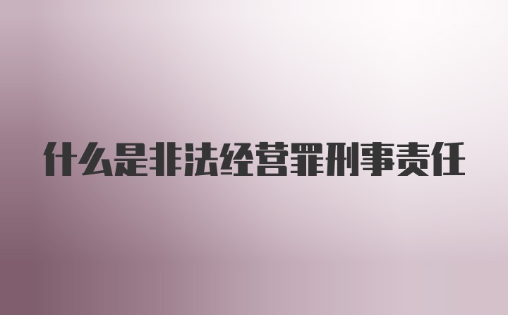 什么是非法经营罪刑事责任