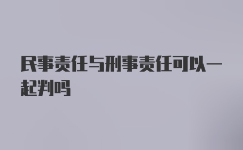 民事责任与刑事责任可以一起判吗