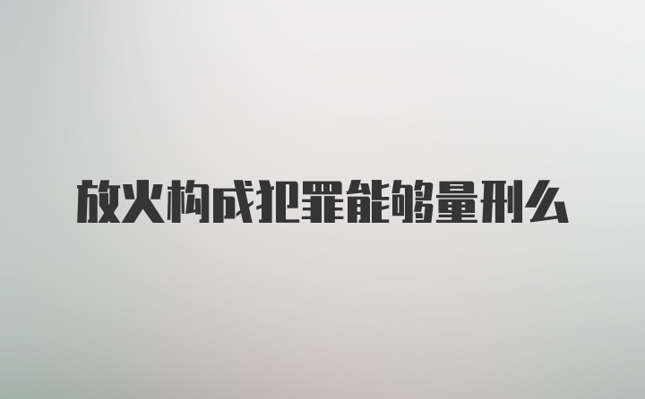 放火构成犯罪能够量刑么