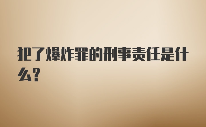 犯了爆炸罪的刑事责任是什么？