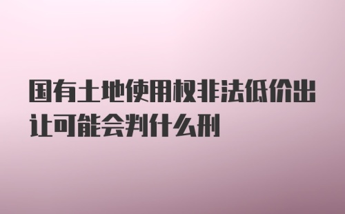 国有土地使用权非法低价出让可能会判什么刑