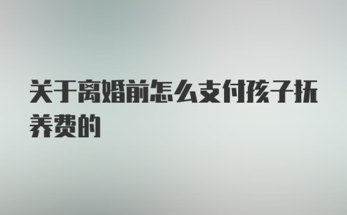 关于离婚前怎么支付孩子抚养费的