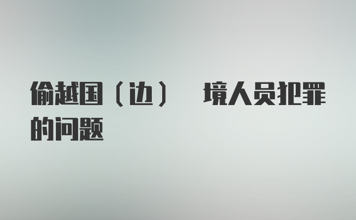 偷越国(边) 境人员犯罪的问题