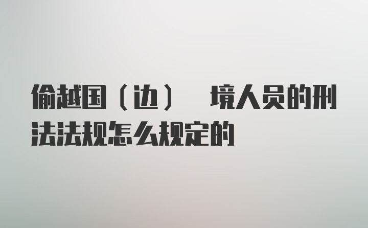 偷越国(边) 境人员的刑法法规怎么规定的