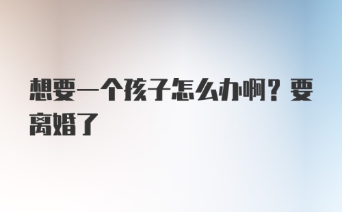 想要一个孩子怎么办啊？要离婚了