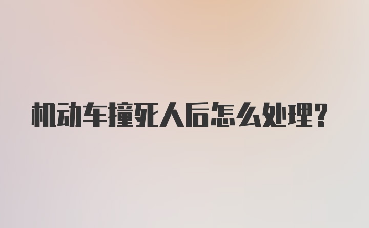 机动车撞死人后怎么处理？