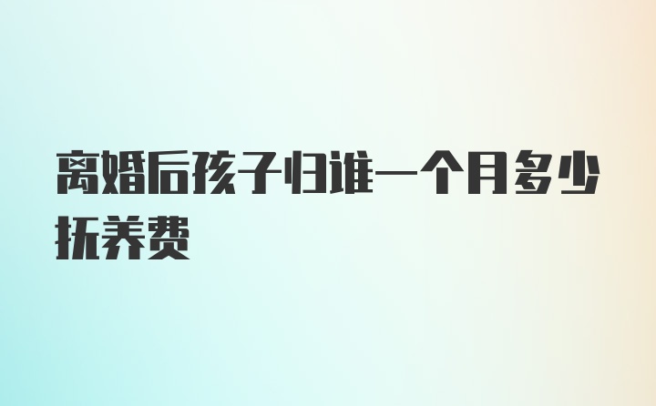 离婚后孩子归谁一个月多少抚养费