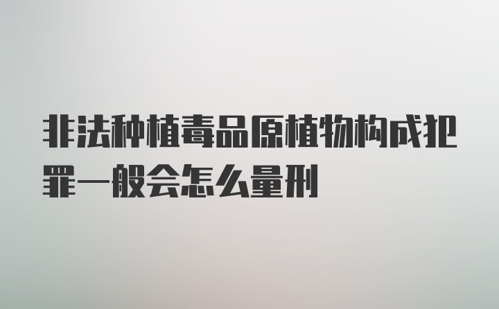 非法种植毒品原植物构成犯罪一般会怎么量刑