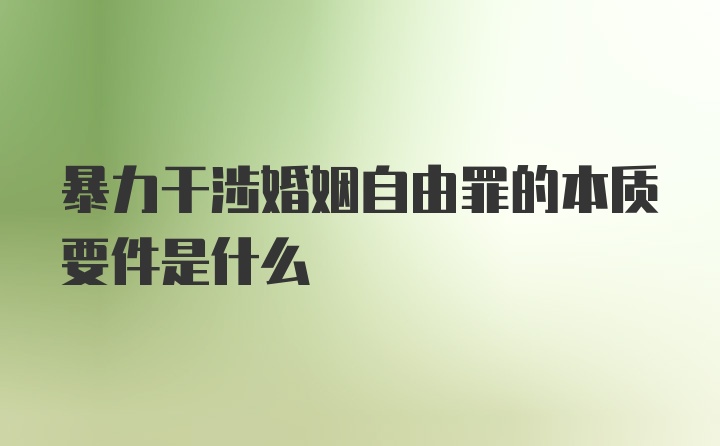 暴力干涉婚姻自由罪的本质要件是什么