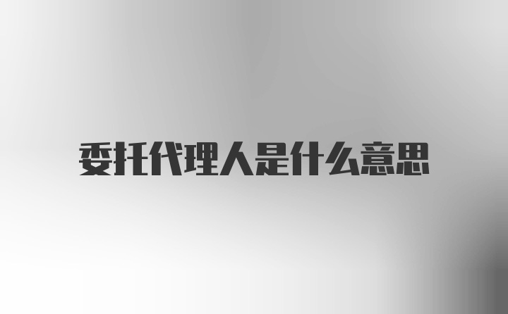 委托代理人是什么意思