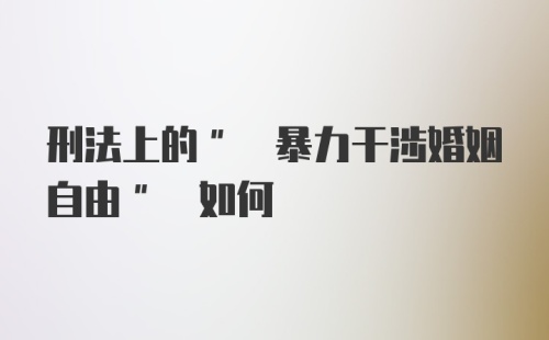 刑法上的" 暴力干涉婚姻自由" 如何