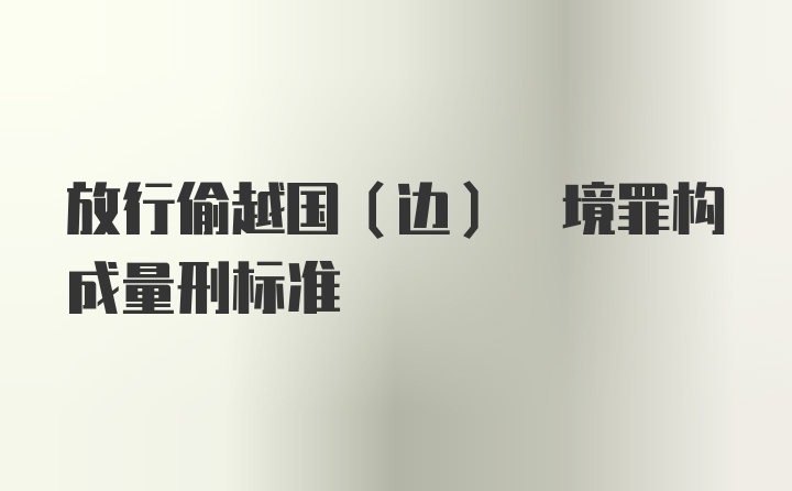 放行偷越国(边) 境罪构成量刑标准