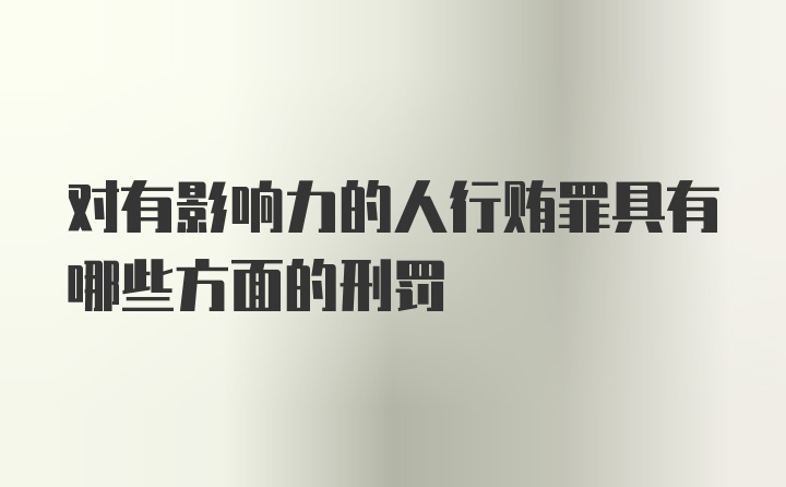 对有影响力的人行贿罪具有哪些方面的刑罚