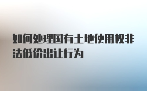 如何处理国有土地使用权非法低价出让行为