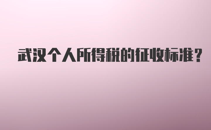 武汉个人所得税的征收标准？